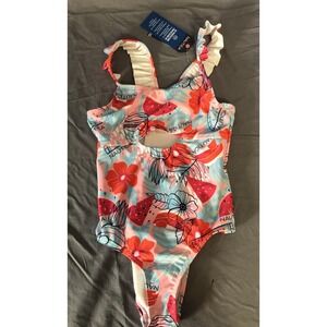 NAUTICA Girls One Piece Swimsuit Prism Pink Watermelon Flower NWT S (7)